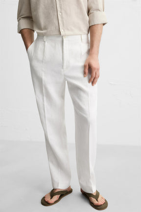 100% LINEN PLEATED TROUSERS - Image 5