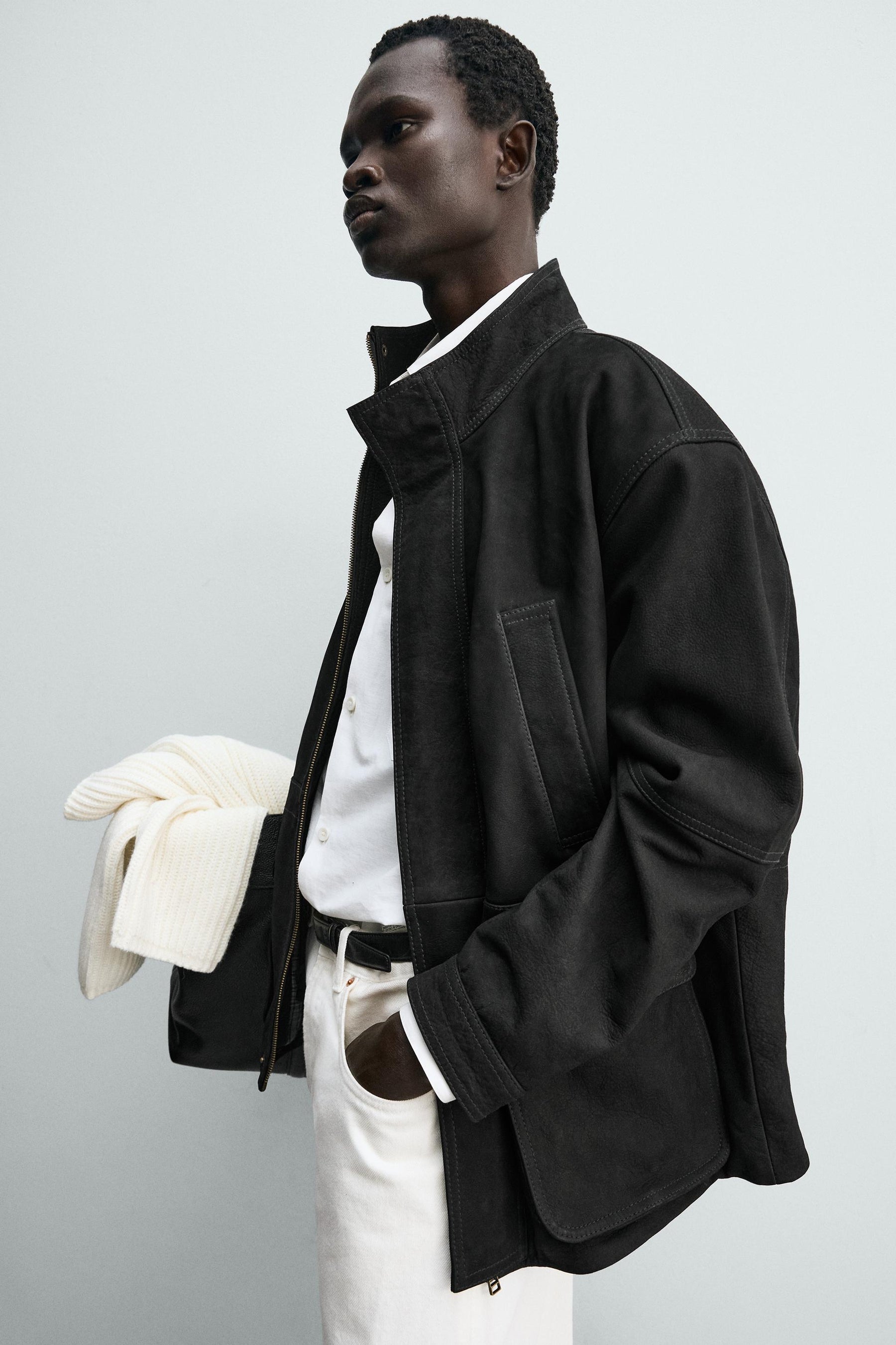 Relaxed Leather Parka