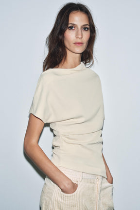 Asymmetric Draped Fashion Blouse