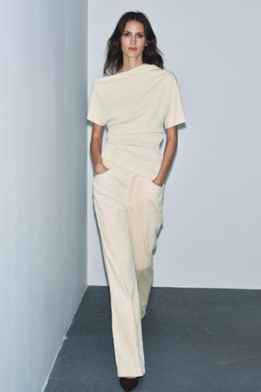 Asymmetric Draped Fashion Blouse