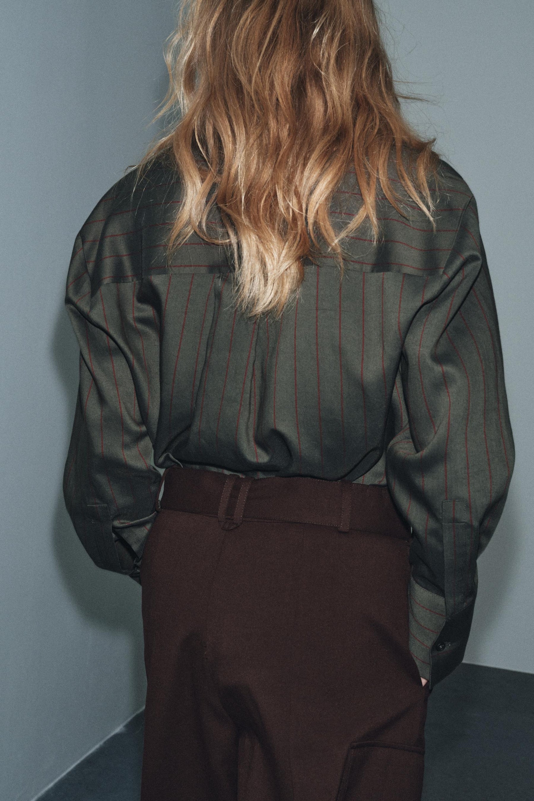 Striped Stand-up Collar Shirt