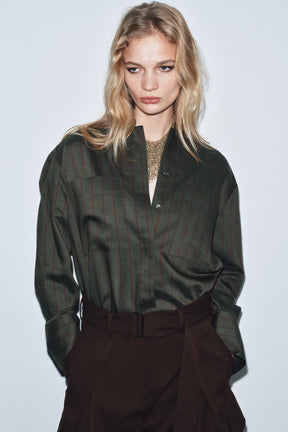 Striped Stand-up Collar Shirt