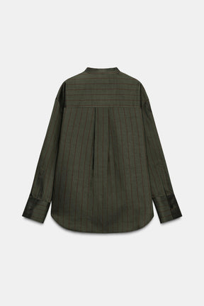 Striped Stand-up Collar Shirt