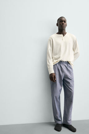 STRIPED COMBINED HENLEY PYJAMA SET - Image 7