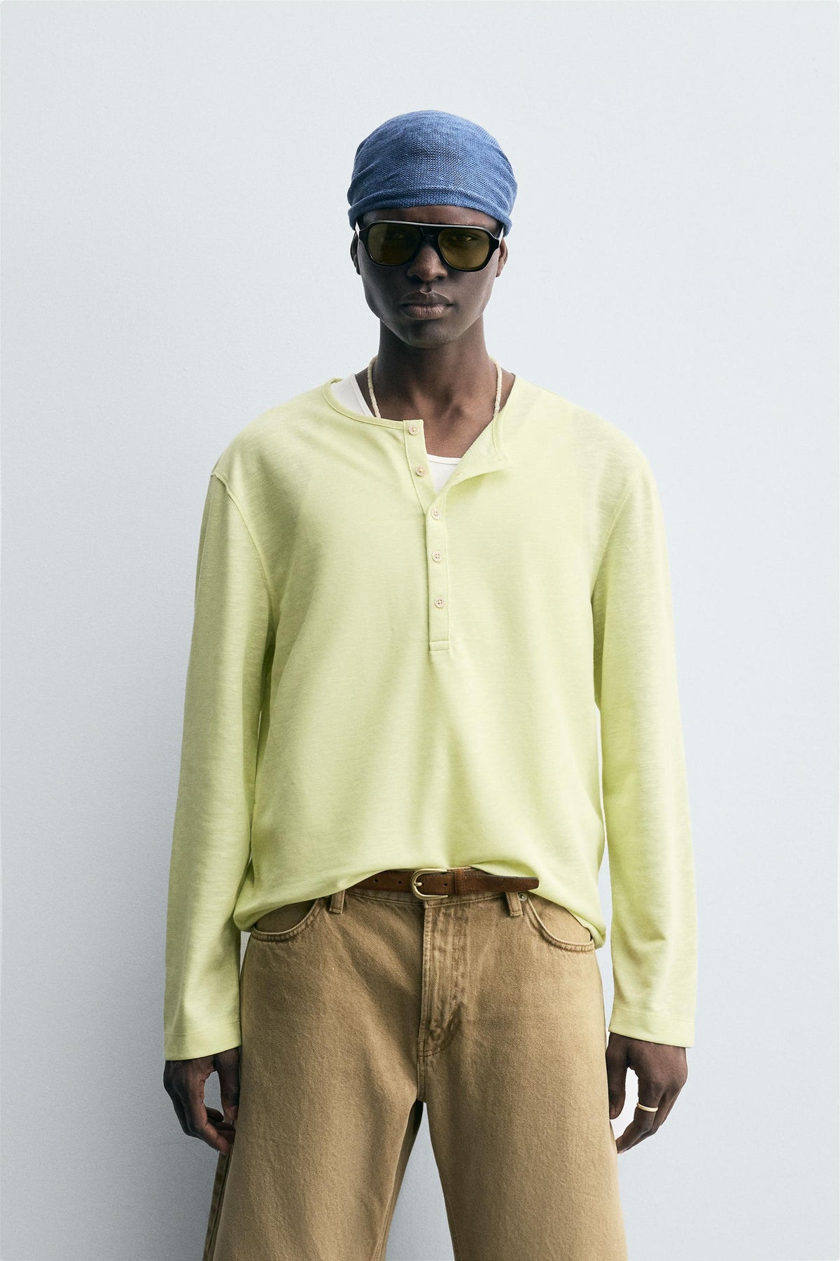 LIGHTWEIGHT GRANDAD COLLAR T-SHIRT - Image 2