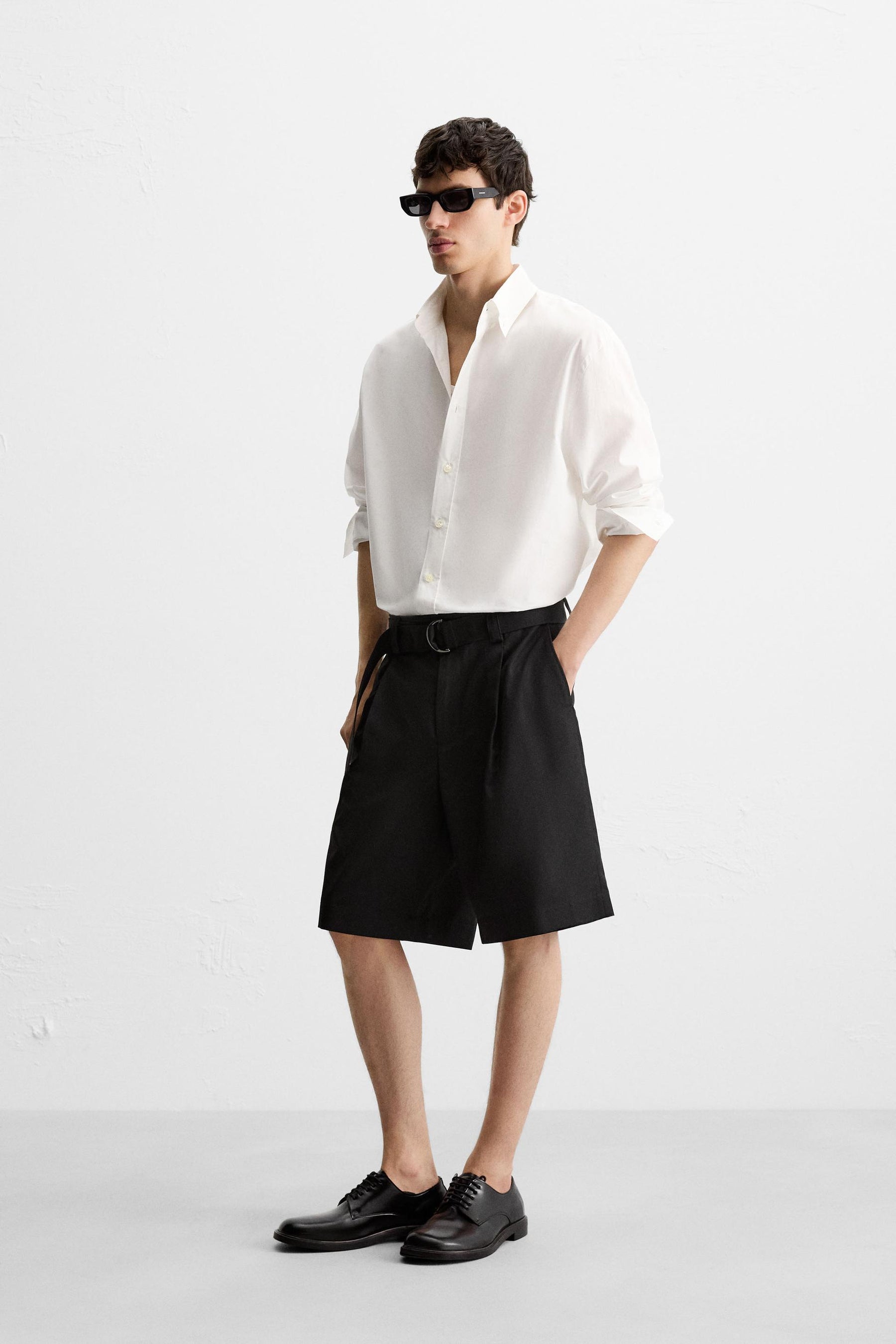 BELTED WIDE-LEG BERMUDA SHORTS - Image 4