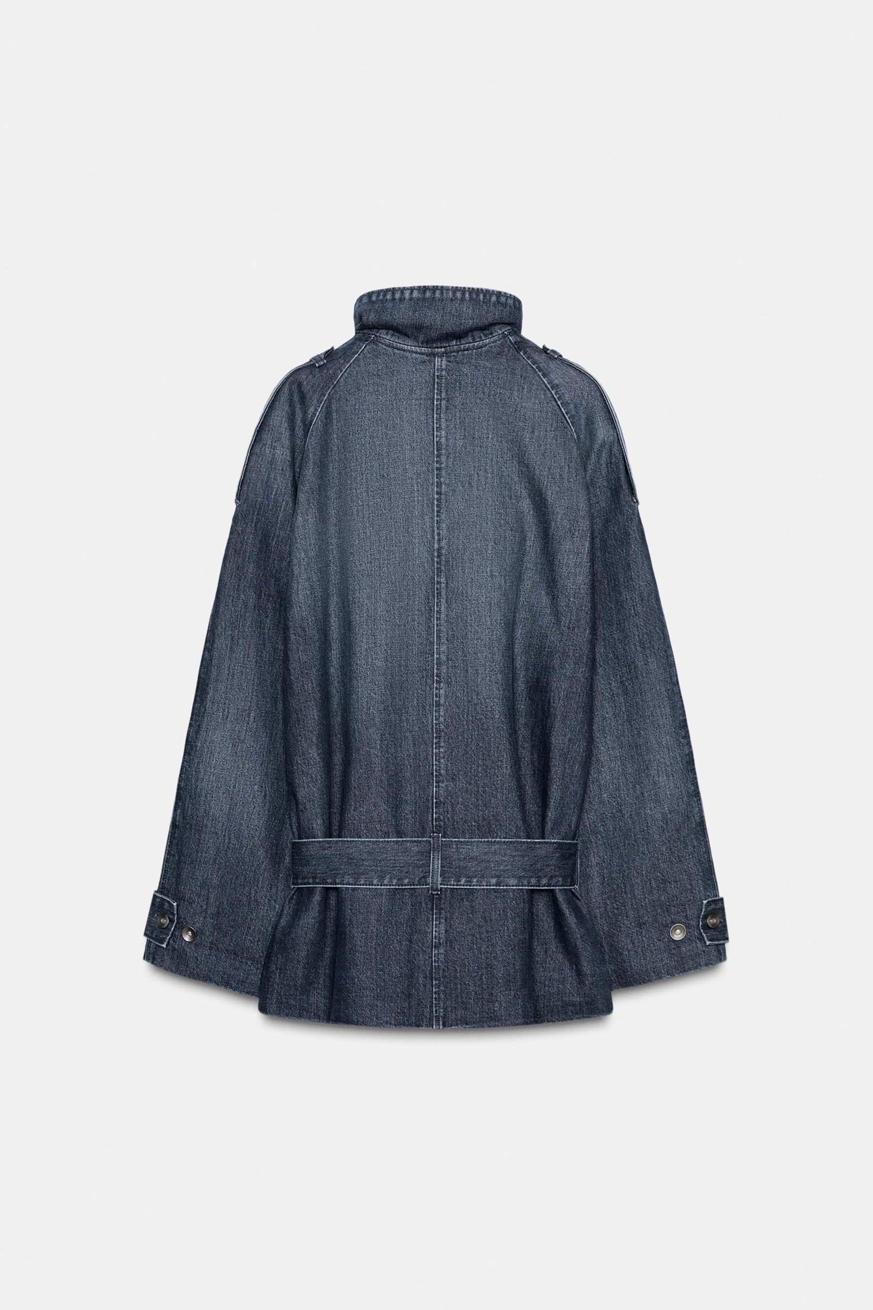 TRF BELTED DENIM MIDI JACKET - Image 10