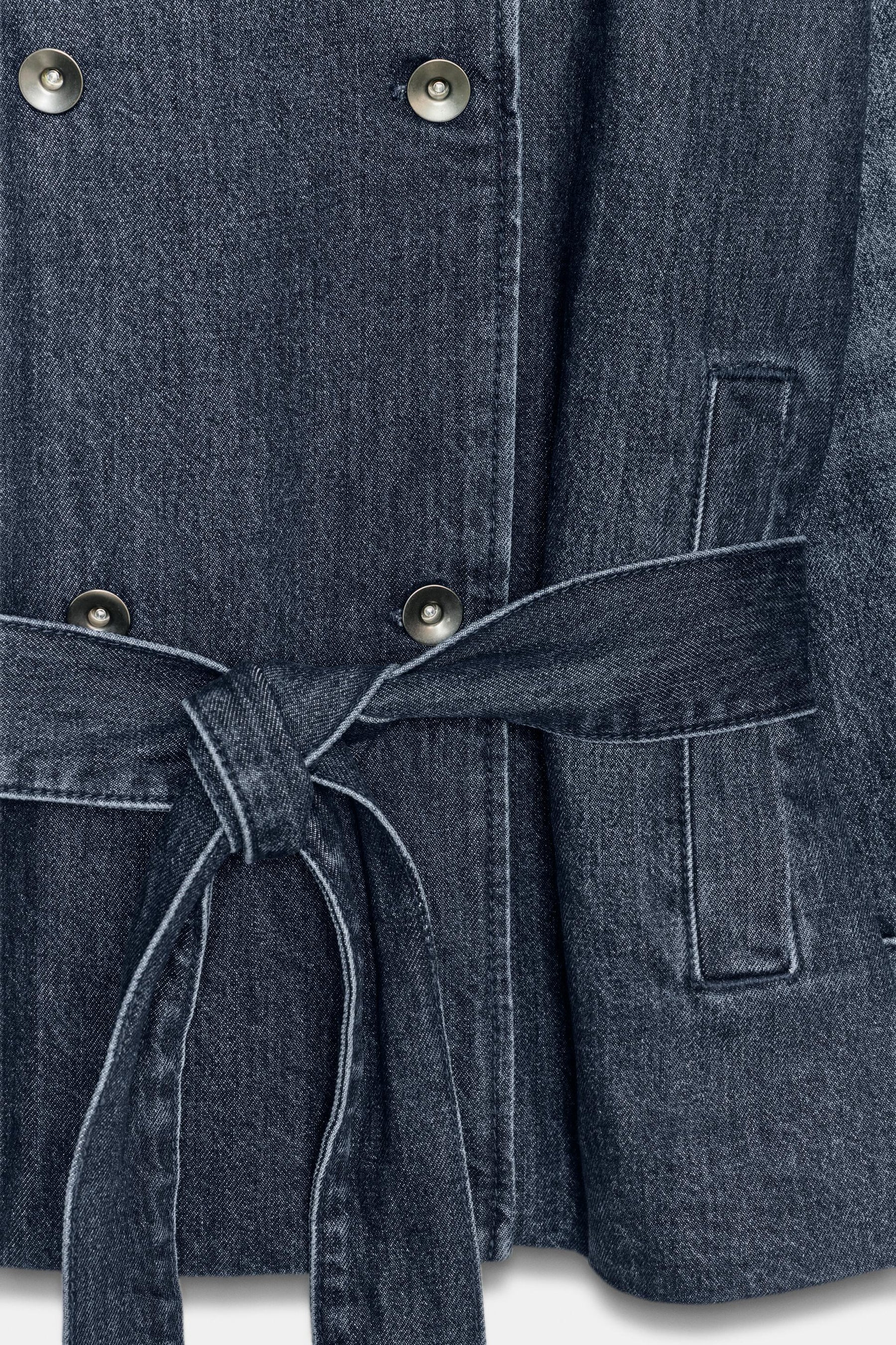 Belted Denim Midi Jacket