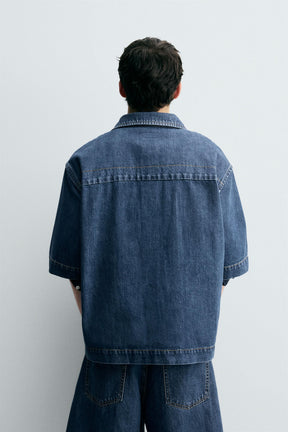 SHORT SLEEVE DENIM SHIRT - Image 3