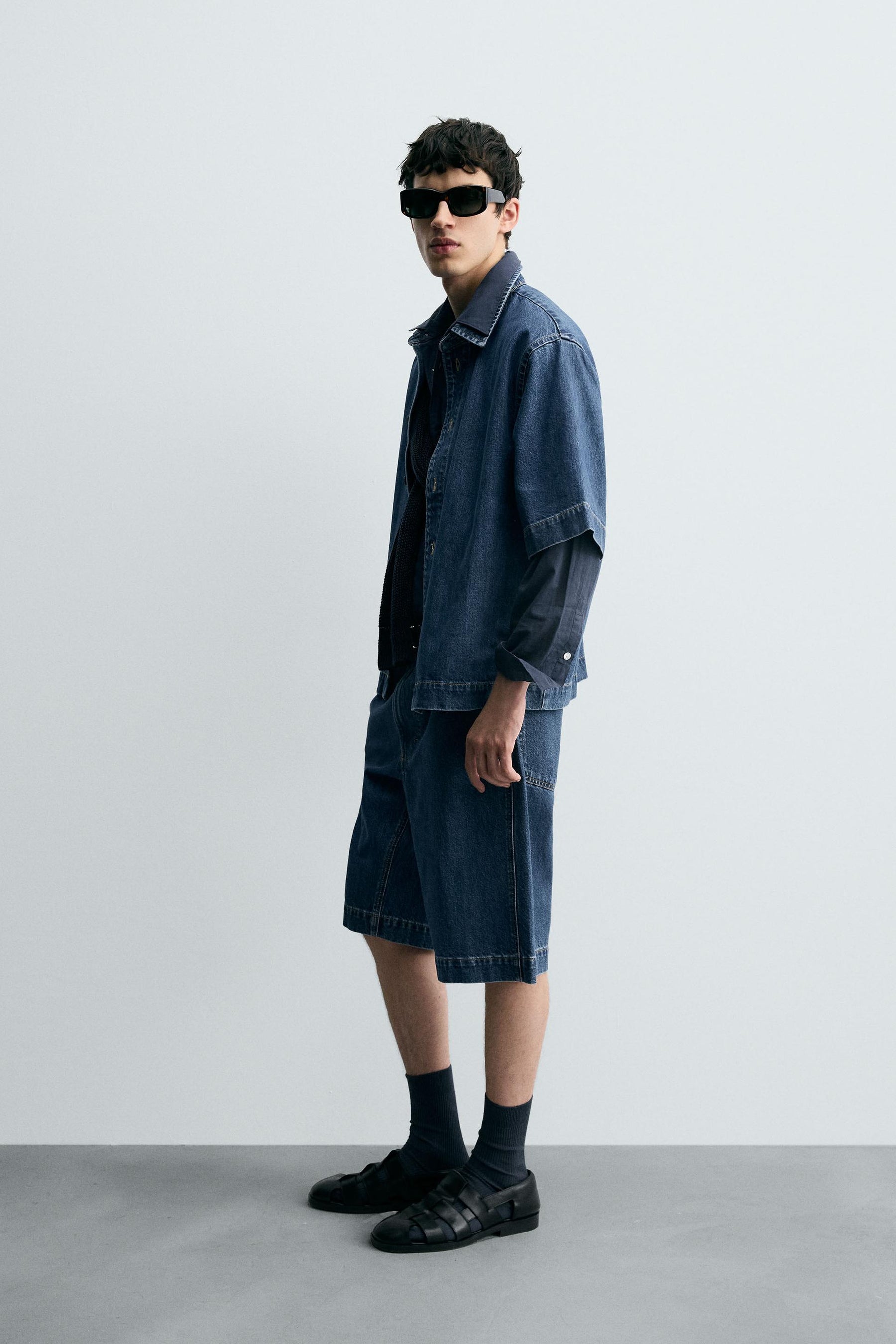 SHORT SLEEVE DENIM SHIRT - Image 4