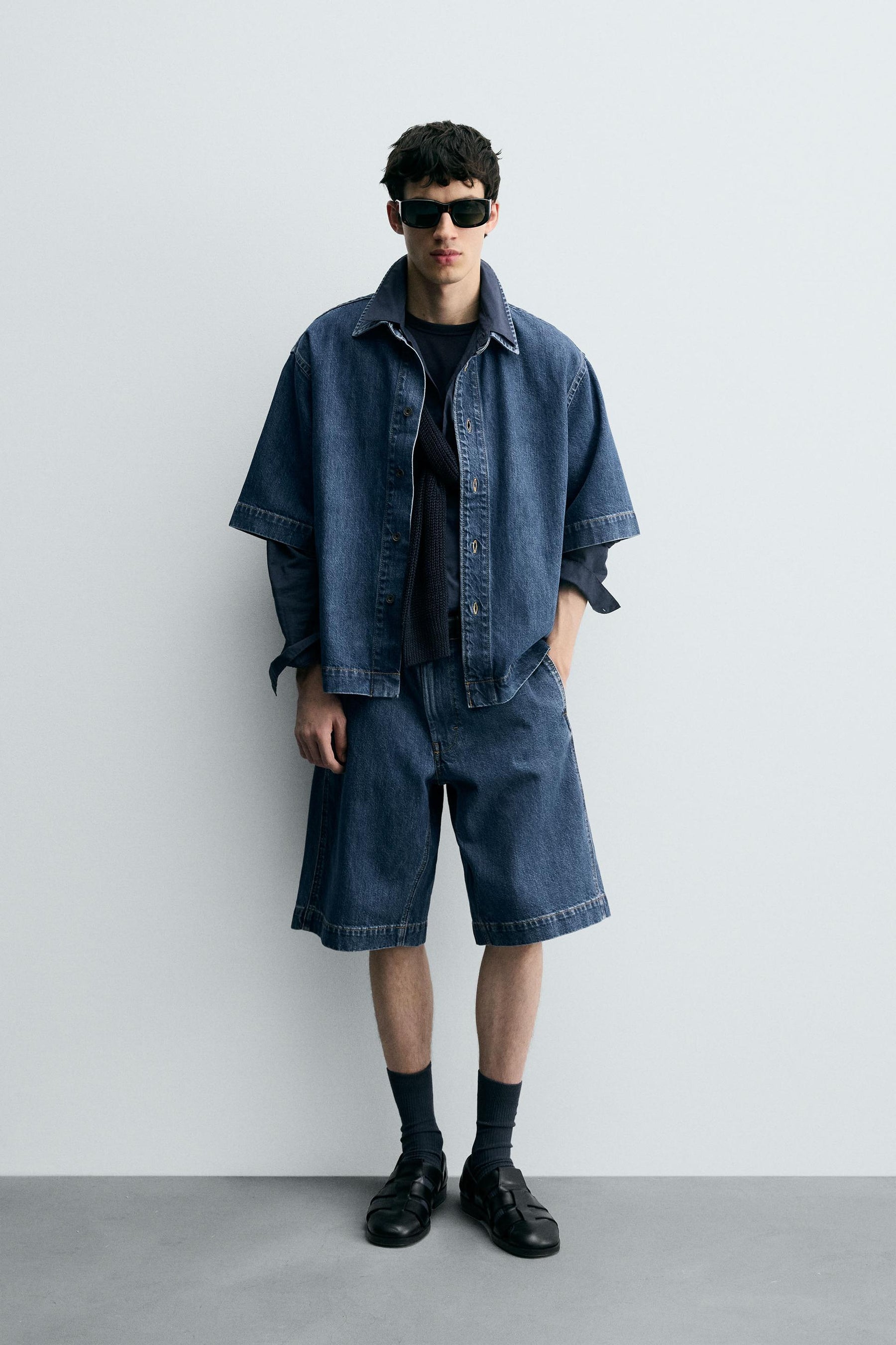 SHORT SLEEVE DENIM SHIRT - Image 1