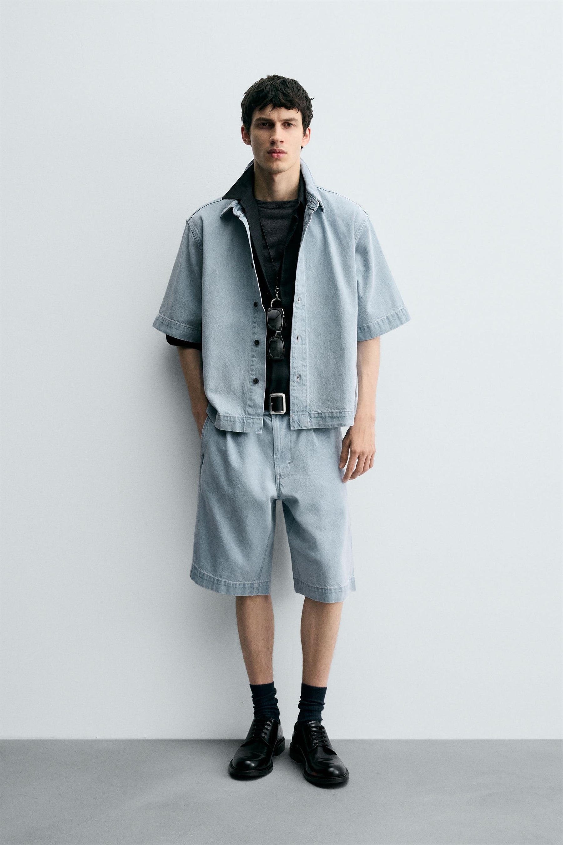 SHORT SLEEVE DENIM SHIRT - Image 1