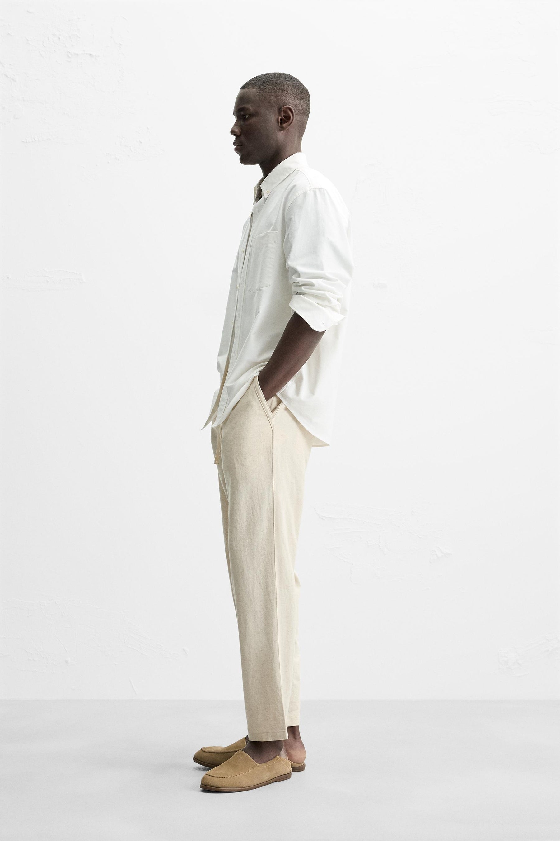 COTTON-LINEN RELAXED FIT TROUSERS - Image 4