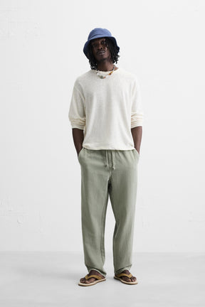 COTTON - LINEN TROUSERS - Image 1