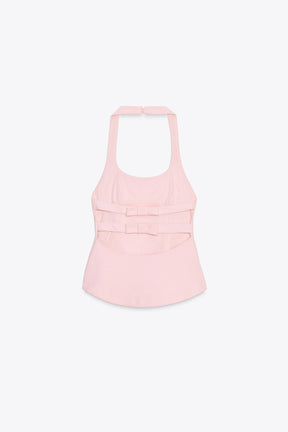 Bow-Accent Halter Top
