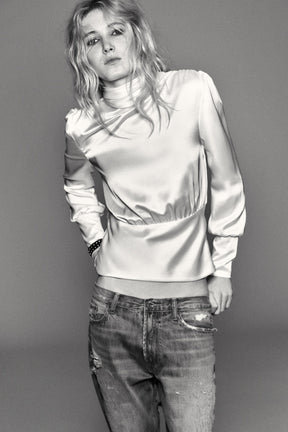 Satin Shirt with Bow