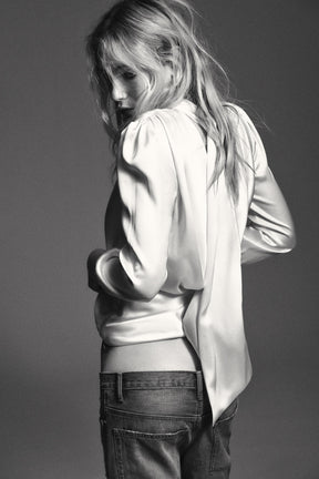 Satin Shirt with Bow