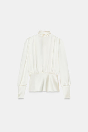 Satin Shirt with Bow