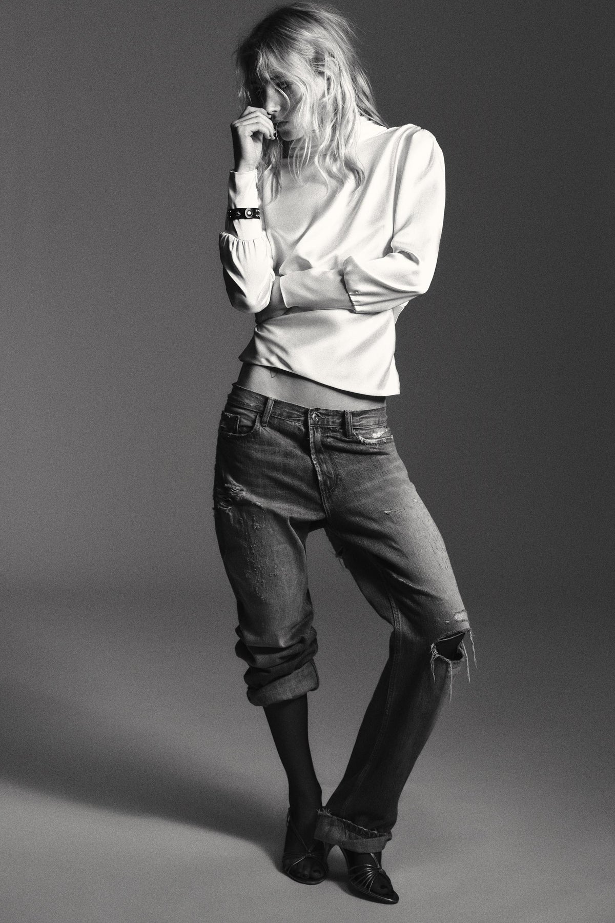 Satin Shirt with Bow