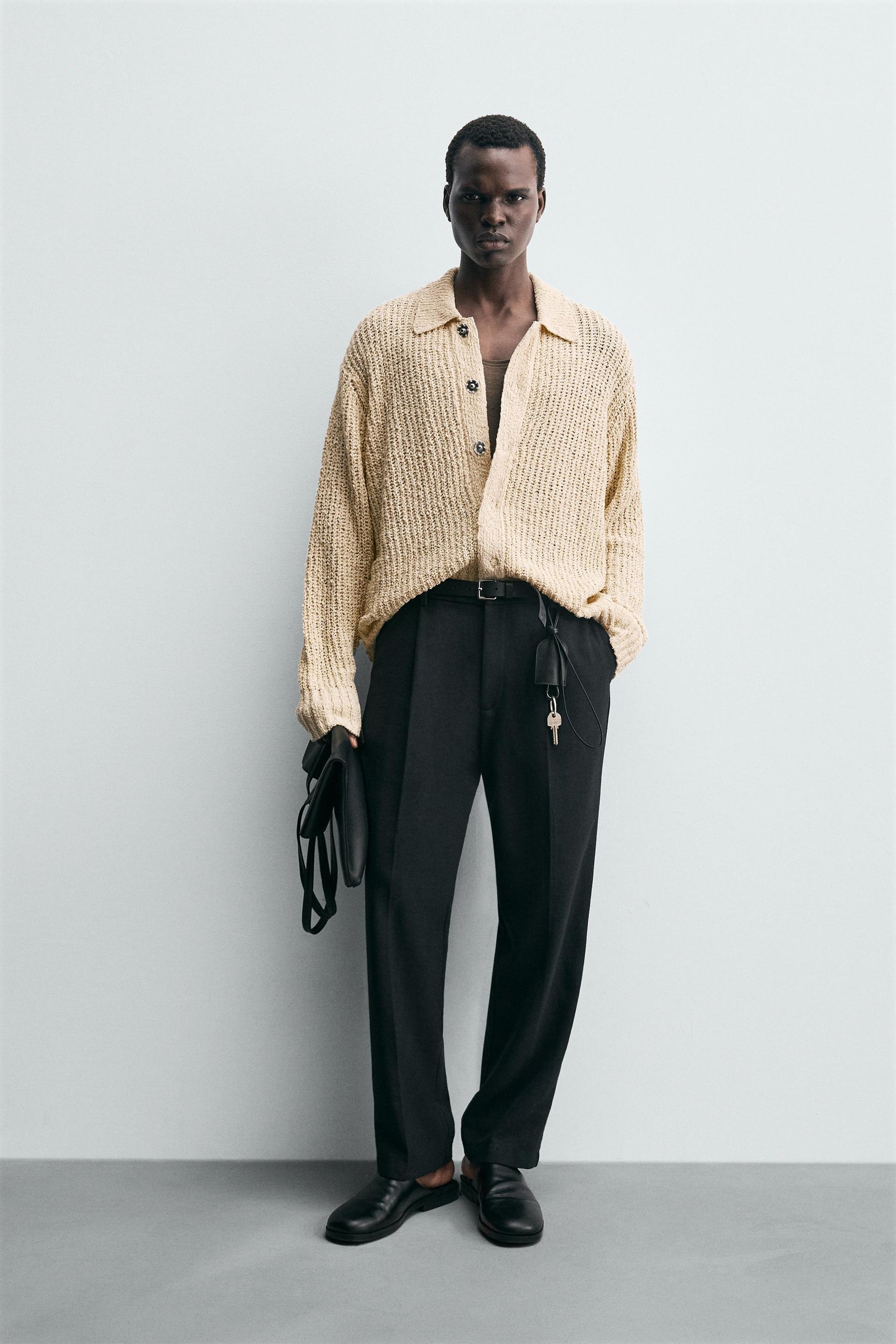TEXTURED KNIT CARDIGAN - Image 1