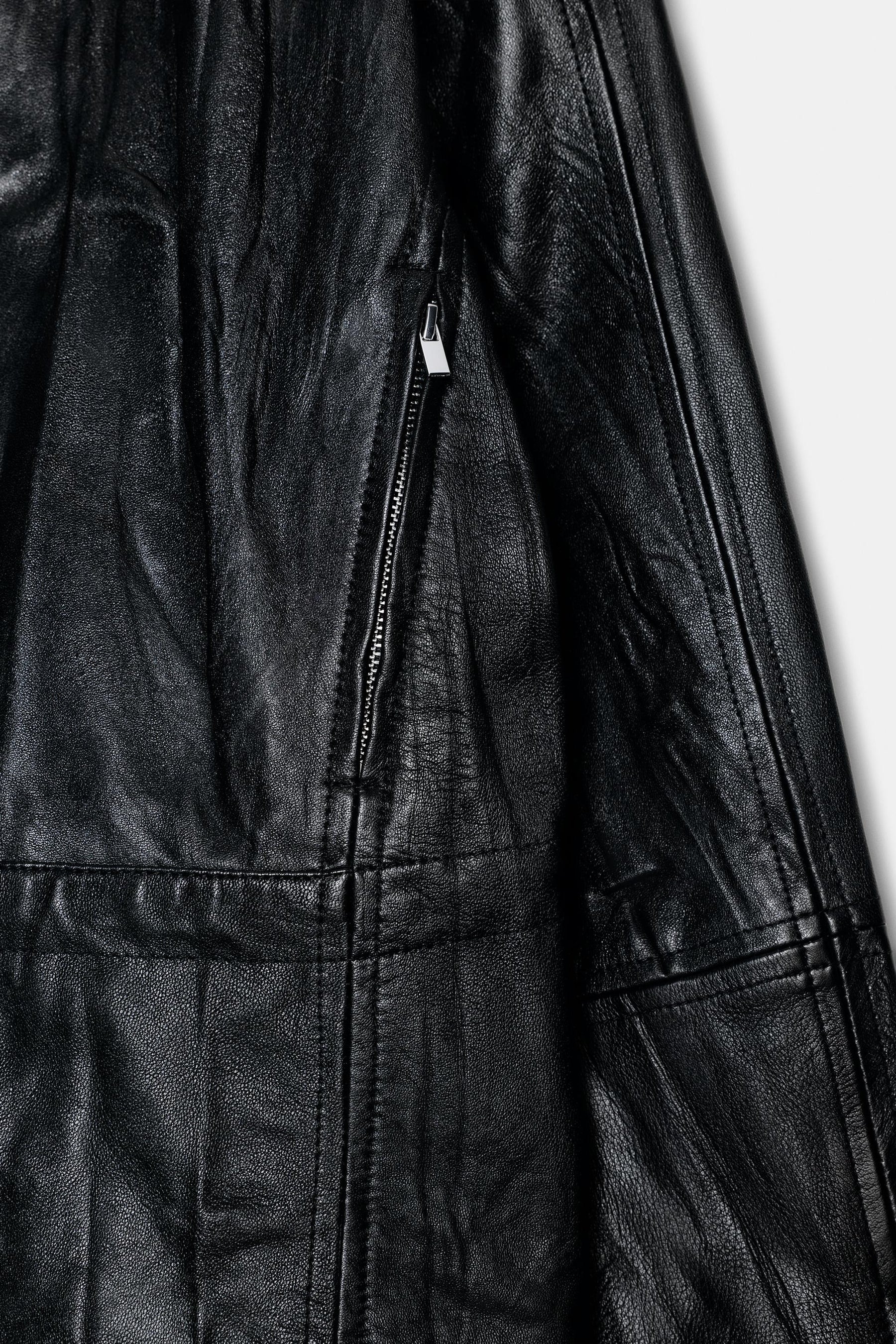 Crinkle-effect leather jacket