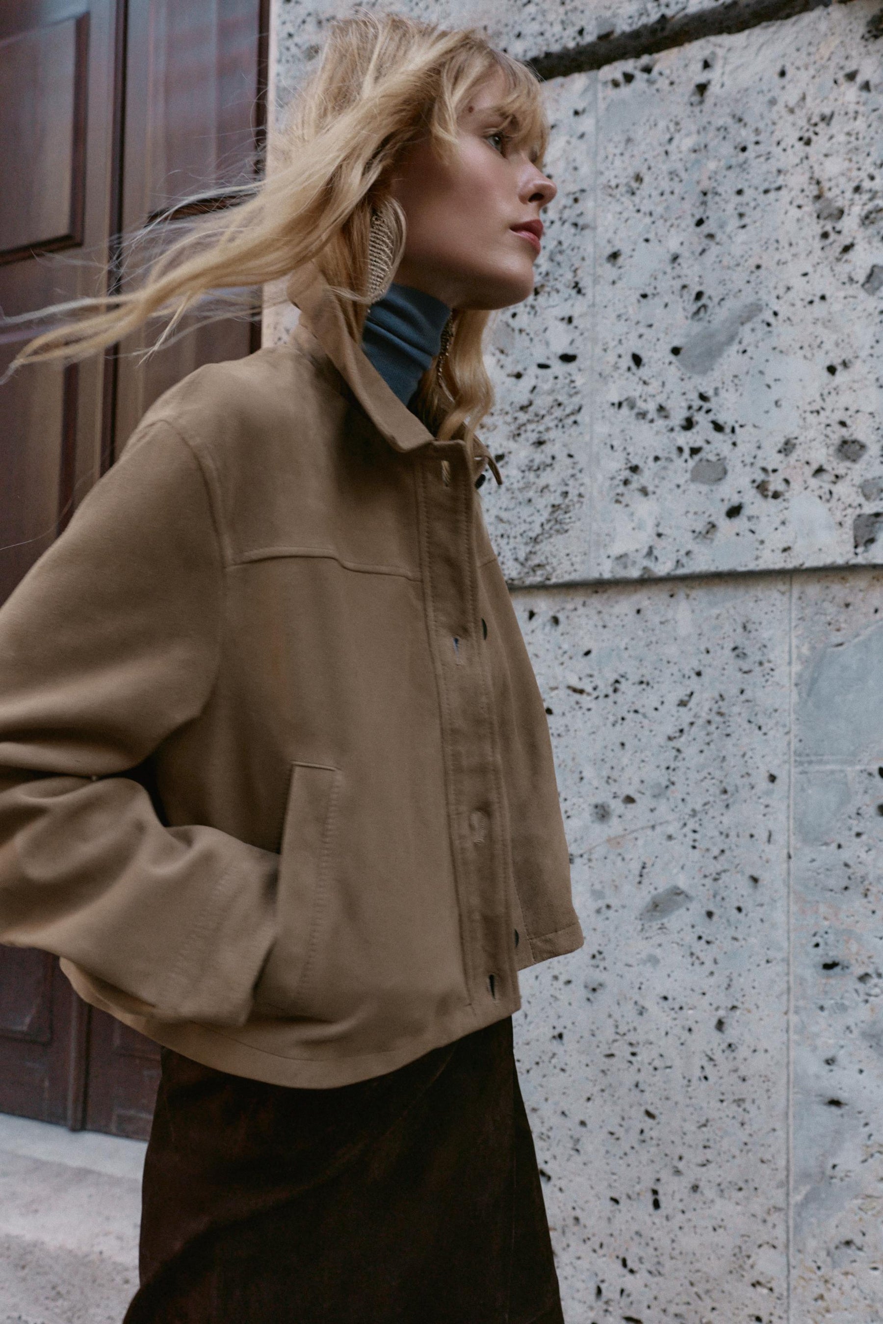 Leather Collar Jacket