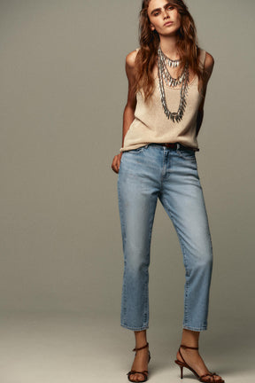 High-Waist Belted Mom Jeans