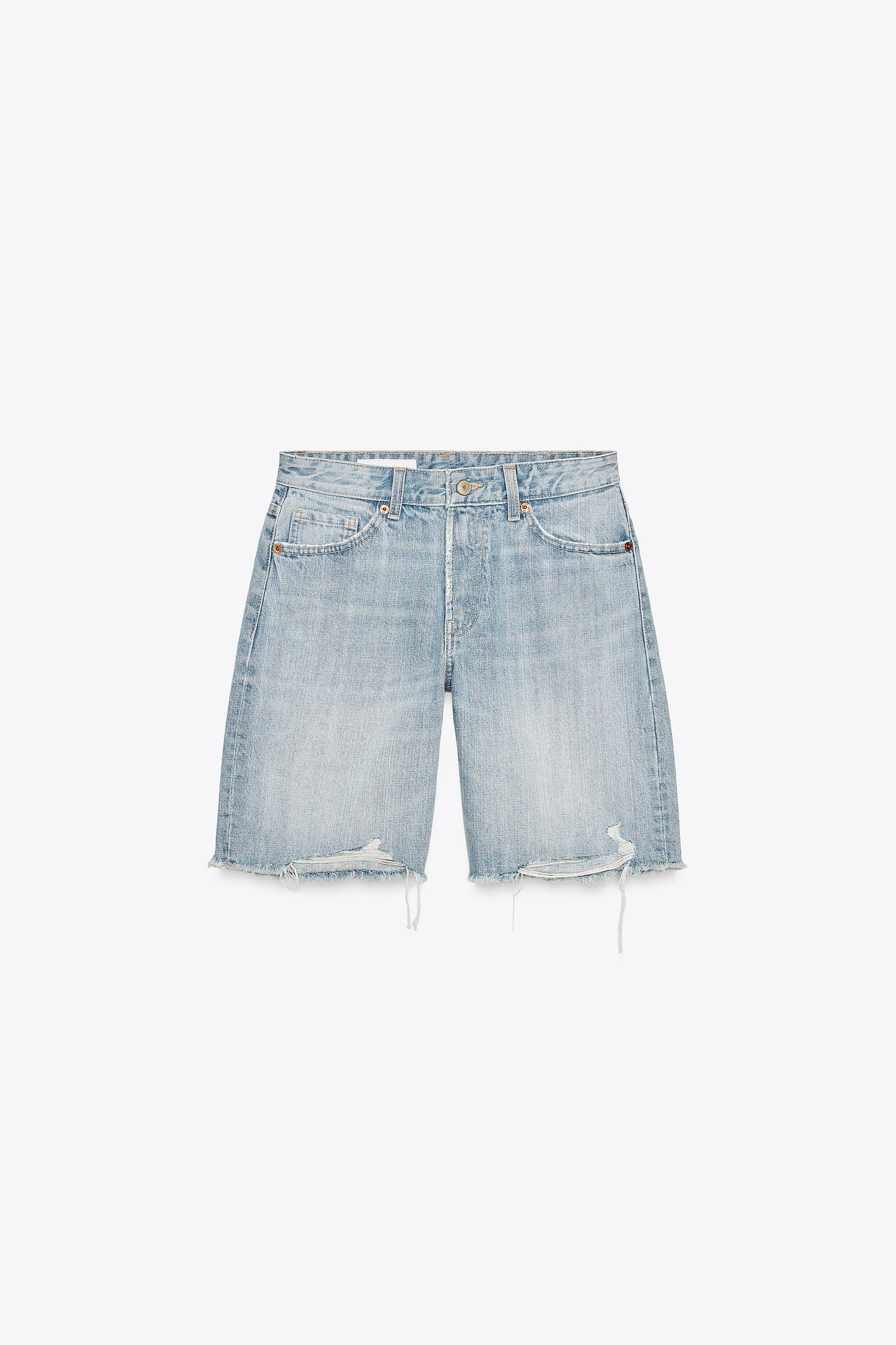 Mid-waist denim shorts