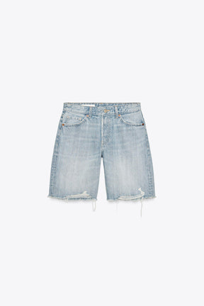 Mid-waist denim shorts