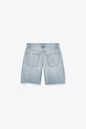 Mid-waist denim shorts
