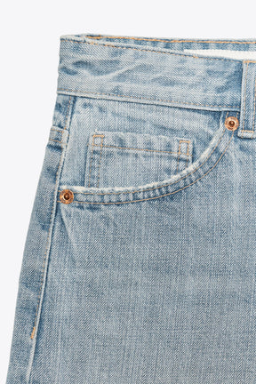 Mid-waist denim shorts