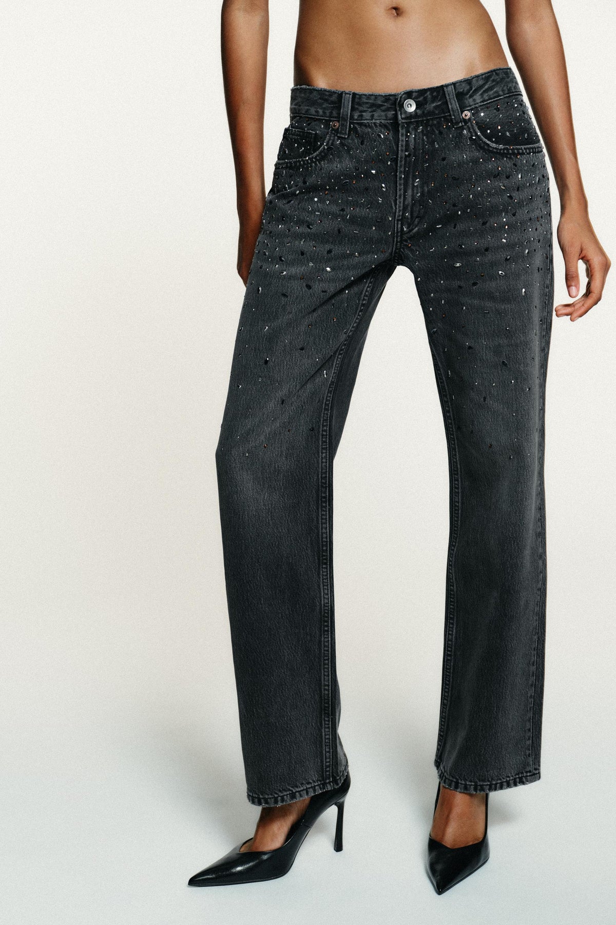 Rhinestone Straight Jeans