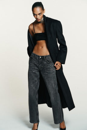 Rhinestone Straight Jeans