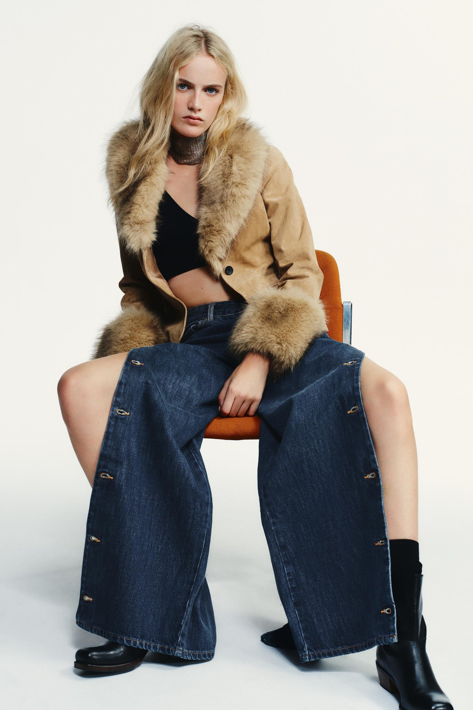 Baggy mid-waist jeans with