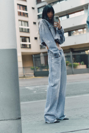 TRF STRASS CROP DENIM JACKET - Image 6