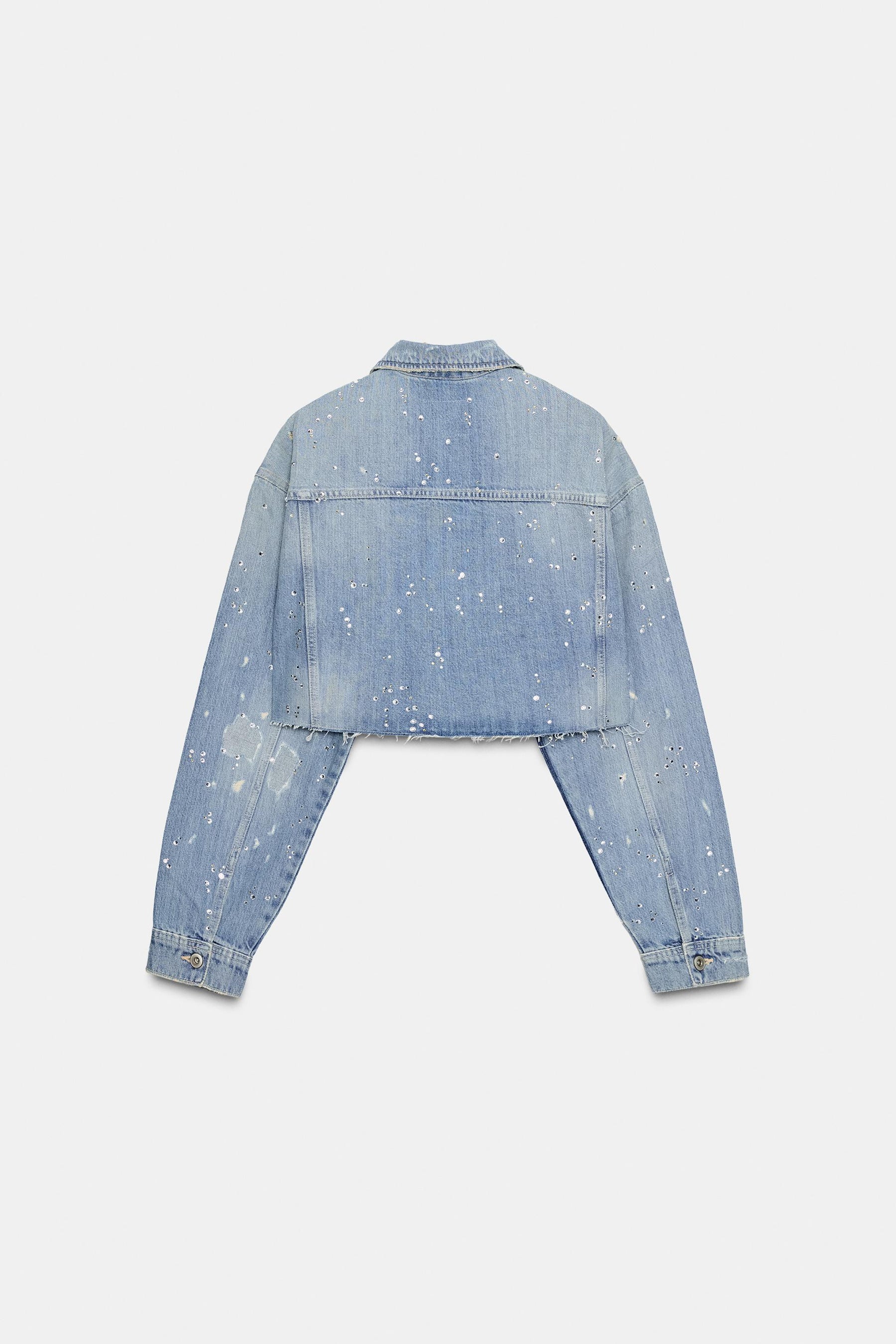Strass Cropped Denim Jacket