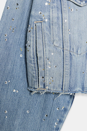TRF STRASS CROP DENIM JACKET - Image 9