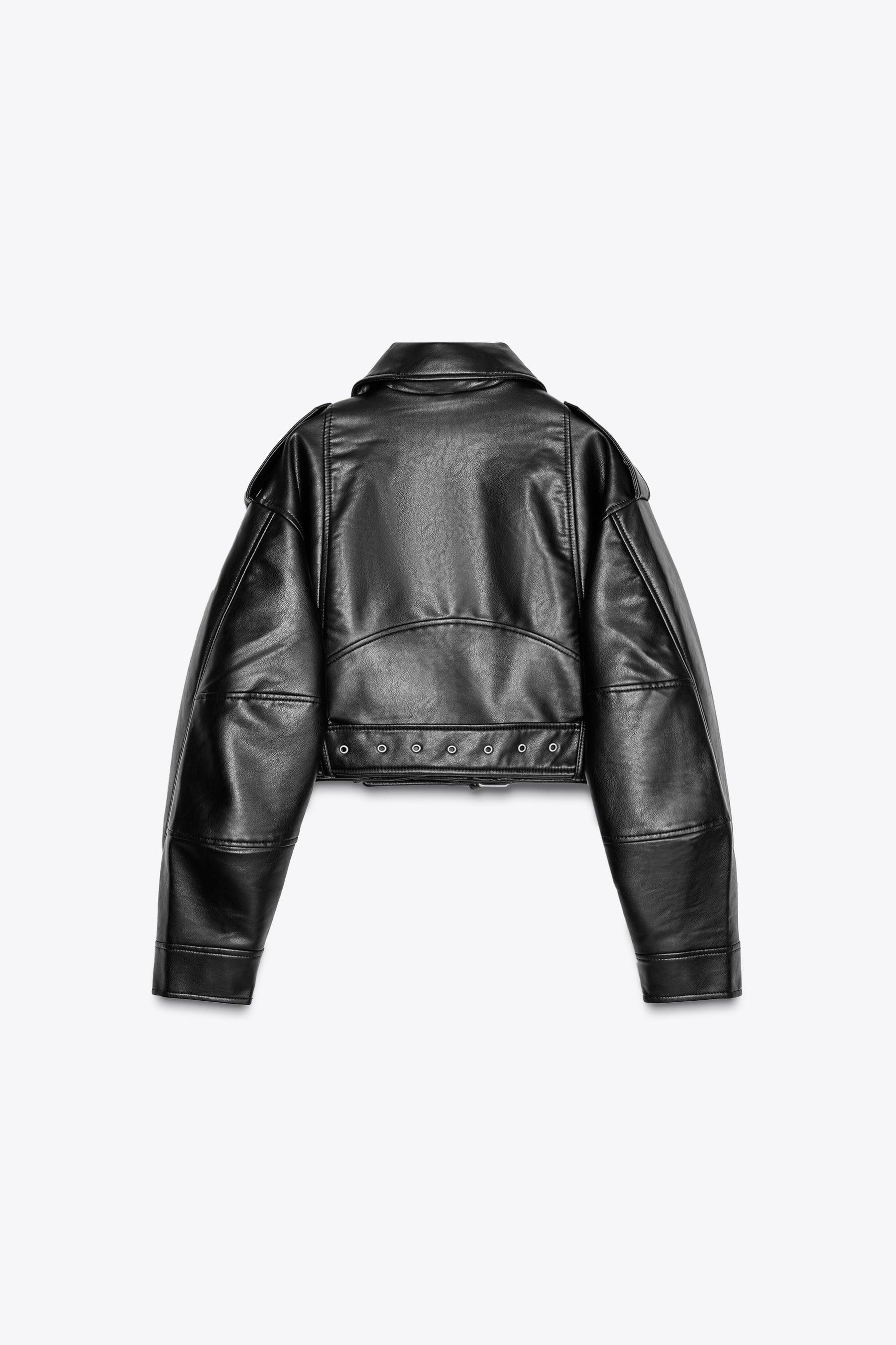 Cropped Leather Biker Jacket