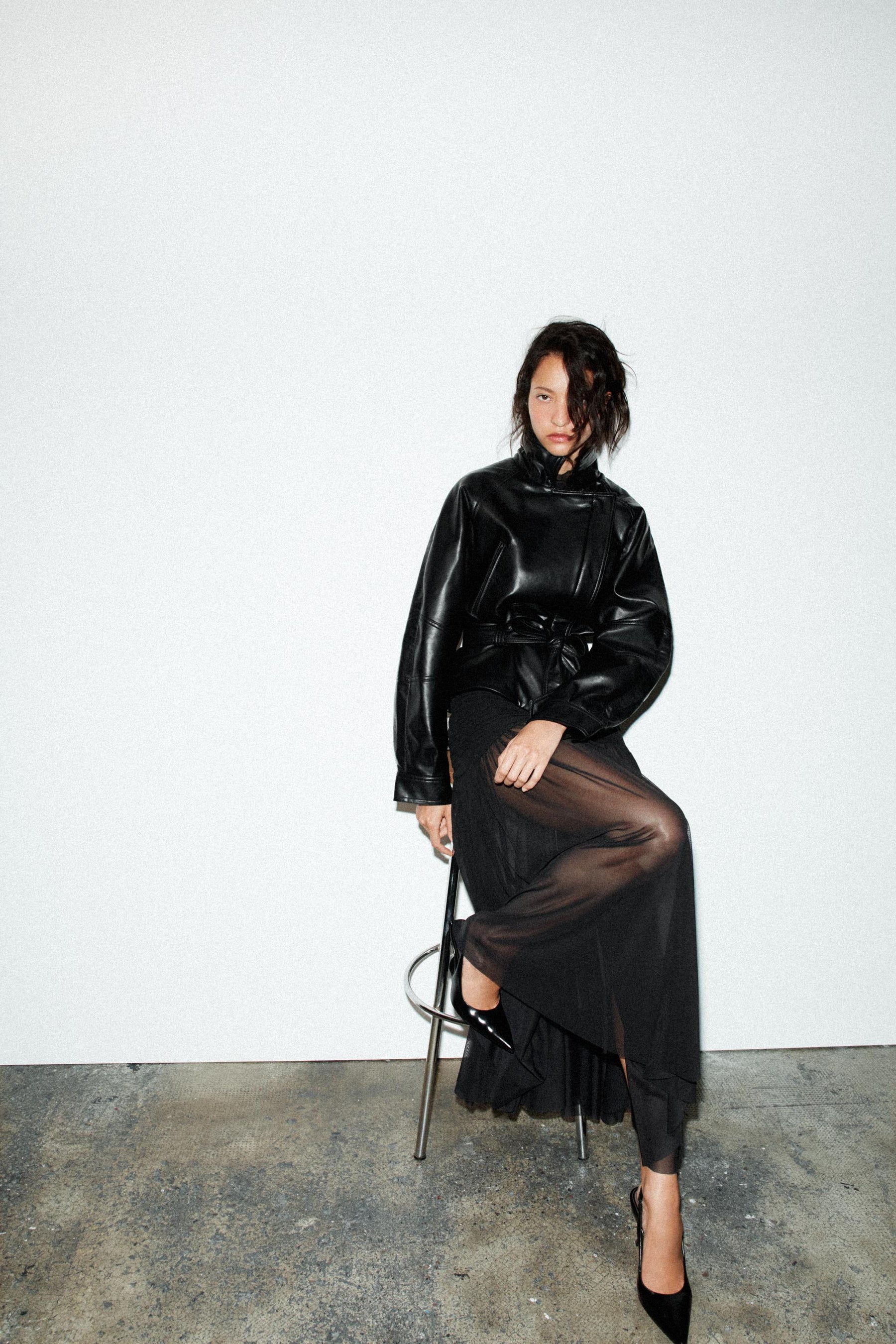 Faux Leather Peplum Jacket