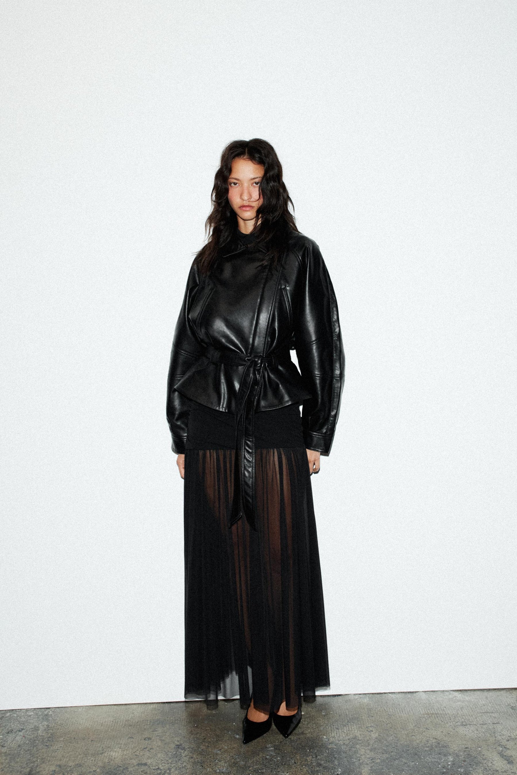 Faux Leather Peplum Jacket