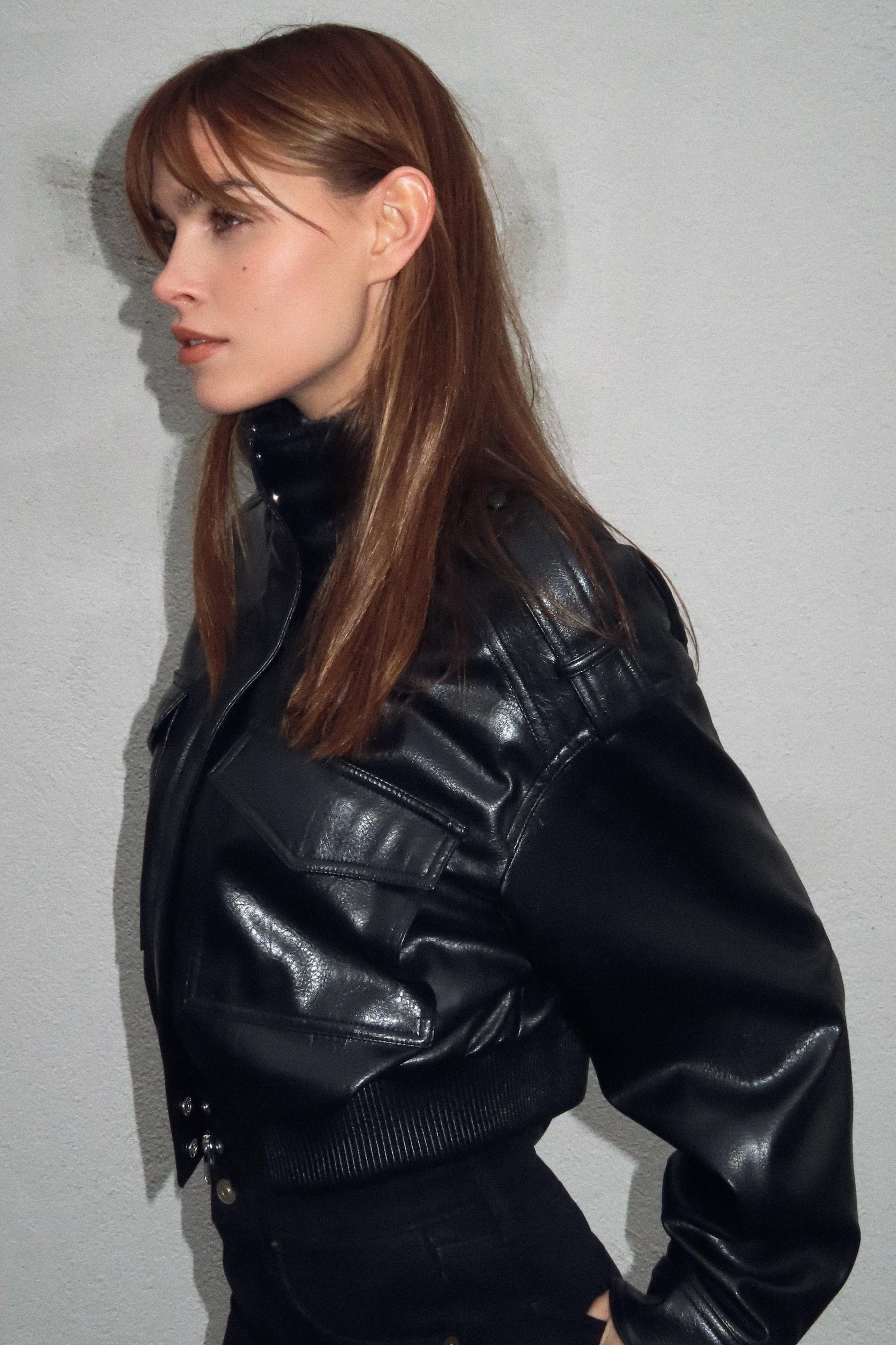 Faux Leather Jacket with