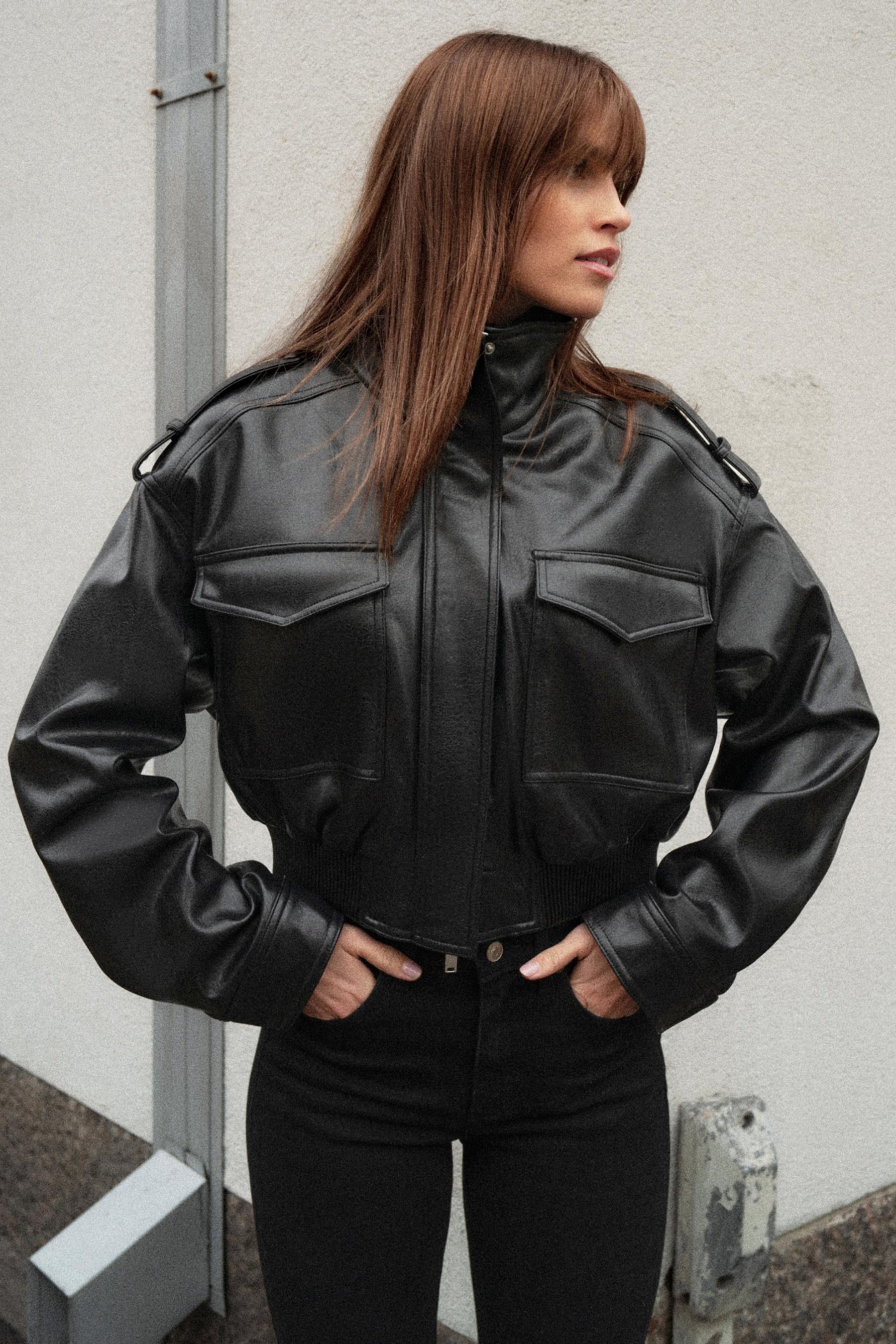 Faux Leather Jacket with