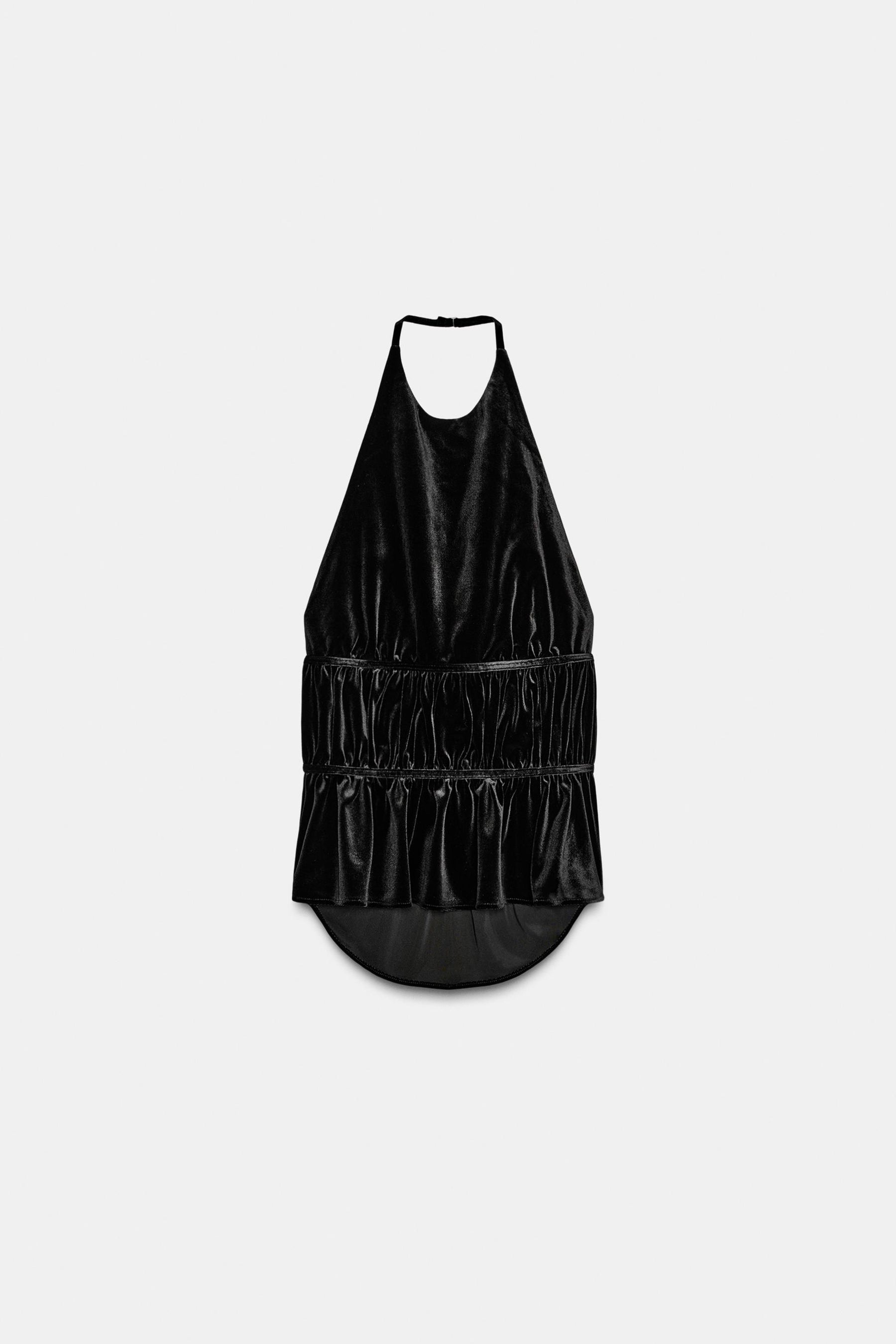 VELVET HALTER NECK TOP