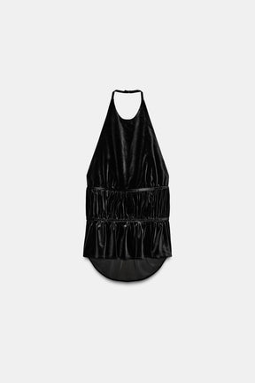 VELVET HALTER NECK TOP