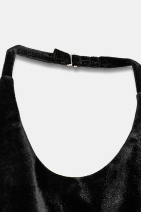 VELVET HALTER NECK TOP