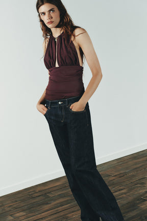 HALTERNECK DRAPED BODYSUIT