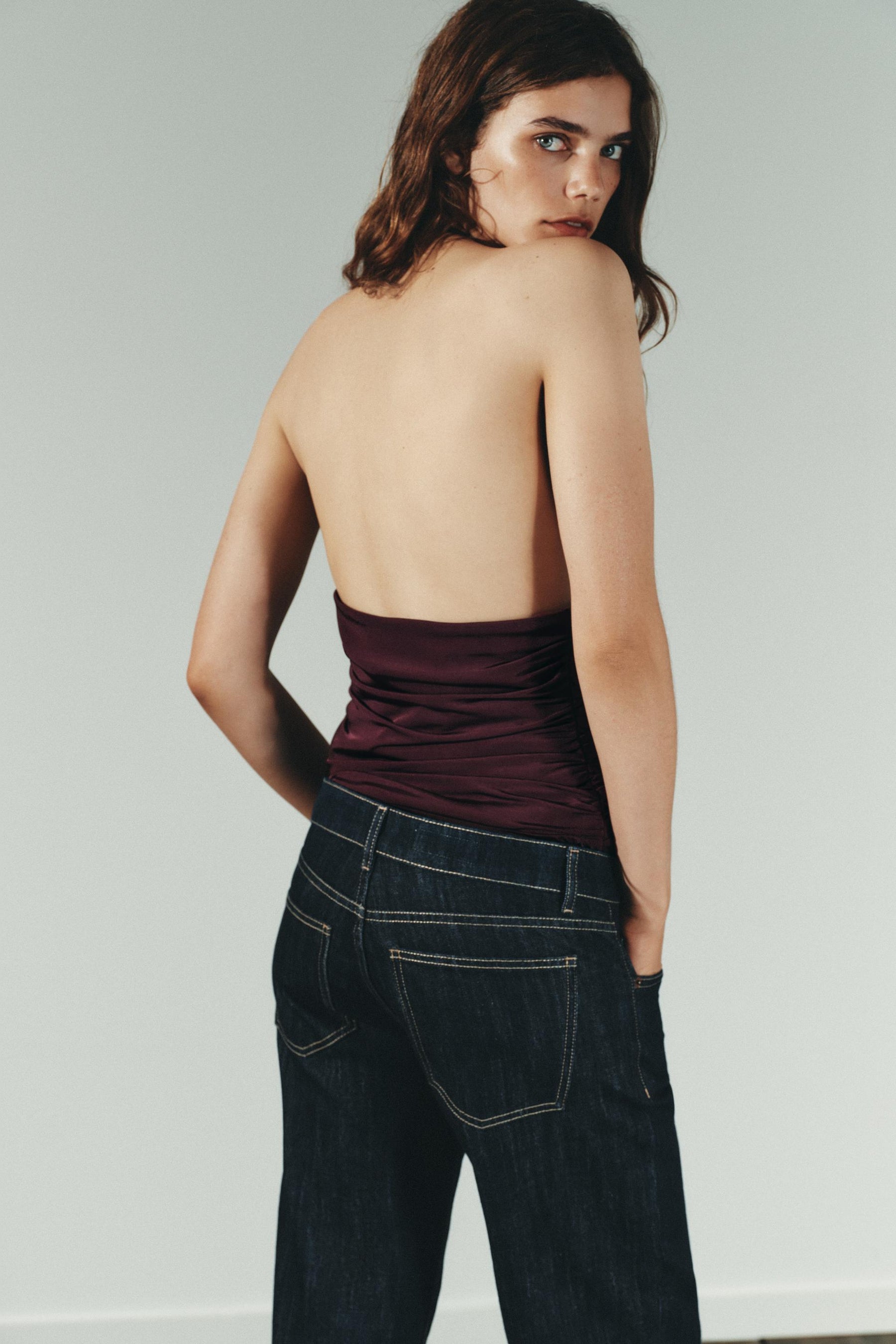 HALTERNECK DRAPED BODYSUIT