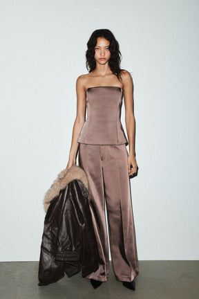 Satin High-Waist Trousers