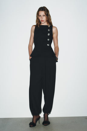 RHINESTONE-BUTTON TOP