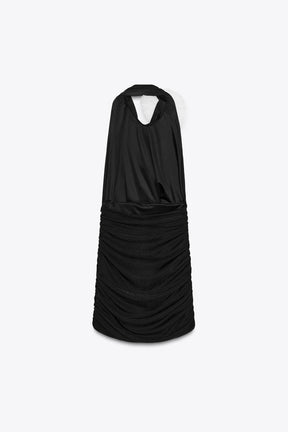 HALTER NECK SHORT DRESS WITH APPLIQUÉ FLOWER - Image 5